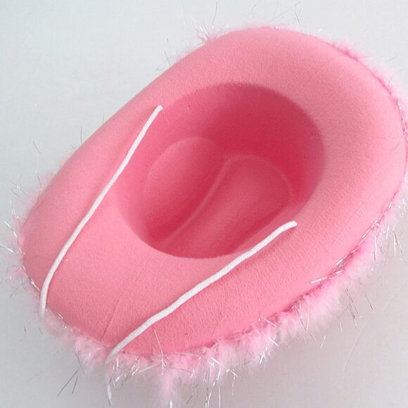 7691 Pink Cowgirl Hat With Feather Boa And Tiara Crown, Pink Cowboy Hat main image 4